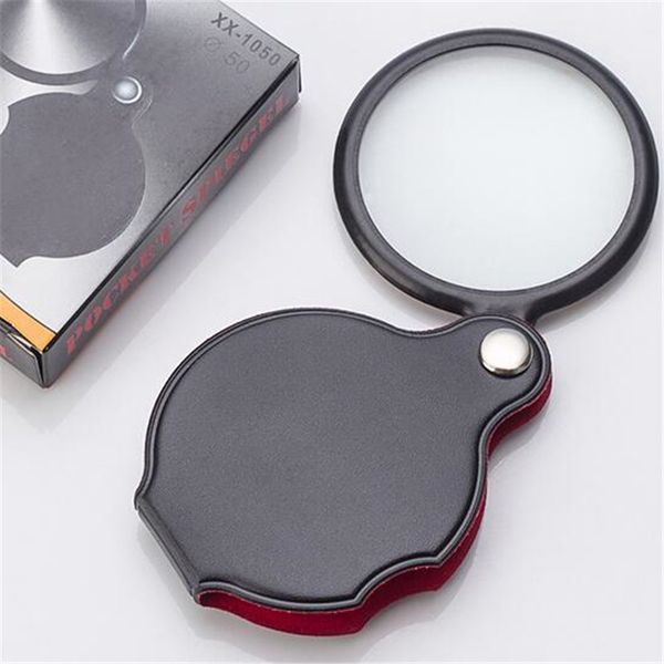 

portable mini black 50mm 8x hand-hold reading magnifying magnifier lens glass foldable jewelry loop jewelry loupes glasses christmas gift