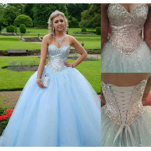 Aqua Blue Quinceanera Dress Paillettes di alta qualità Sweet 16 Long Girls Gowns Party Dress Ball Gown Plus Size vestidos de 15 anos