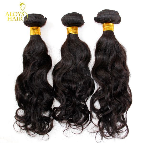 

mongolian water wave virgin hair extensions 3 pcs lot unprocessed virgin mongolian natural wave remy human hair weaves wavy bundles, Black