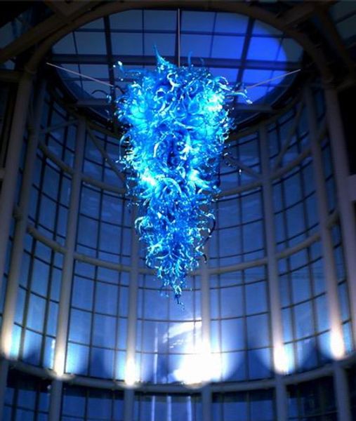 

lamps blue colour glass large chandeleirs energy saving light source ce ul home lobby style art decoration lighting