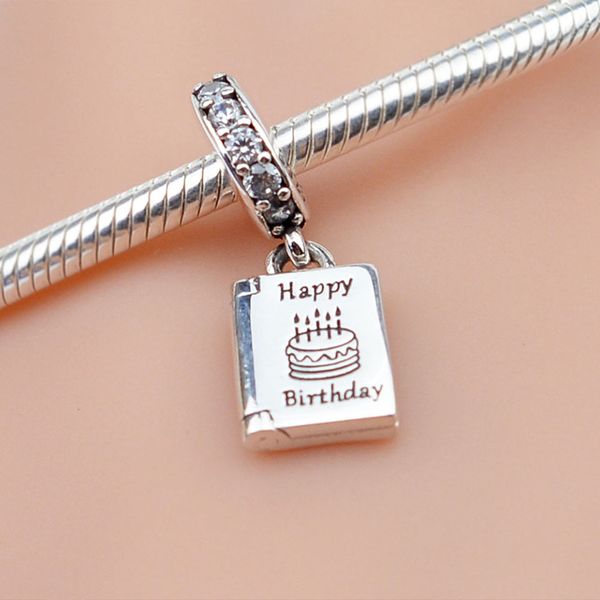 EDELL 925 стерлингового серебра 925 стерлингового серебра 925 бусины с Днем рождения торт мотаться кулон шарик Fit женщины Pandora Bracele браслеты ожерелье