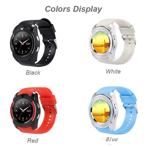 

V8 Smart Watch Bluetooth Часы Android с 0.3M камерой MTK6261D SmartWatch для телефона Android Micro Sim TF карта с розничной упаковке