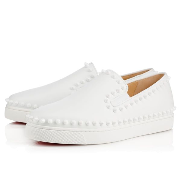 

luxurious brand spikes flats red bottom loafers shoes sneaker men women moccasin shoes evening party dress walking boat shoes 36-46, Black