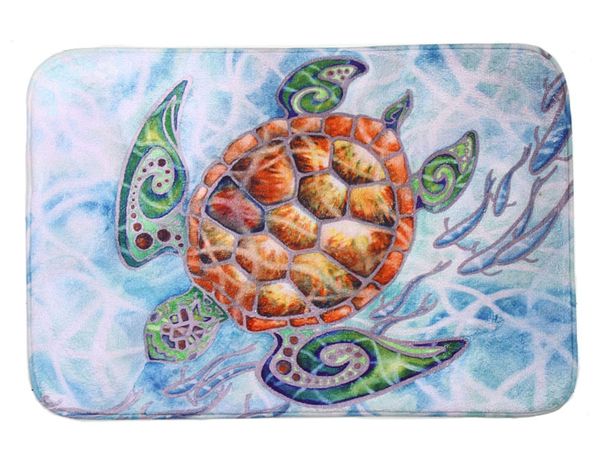 2019 Wholesale Sea Turtle Printing Bath Mat Suede Non Slip