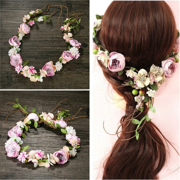 2017 Newest Fashion Wedding Garlands Bridal Headband Flower Crown Hawaii Flower Tiara Crown Cheap Hot A003 Hair Accessories For Short Hair Hair