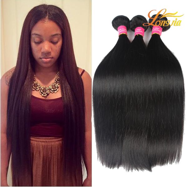 

peruvian virgin human hair weft factory price unprocessed peruvian straight hair extension natural color #1b can be dyed ing, Black