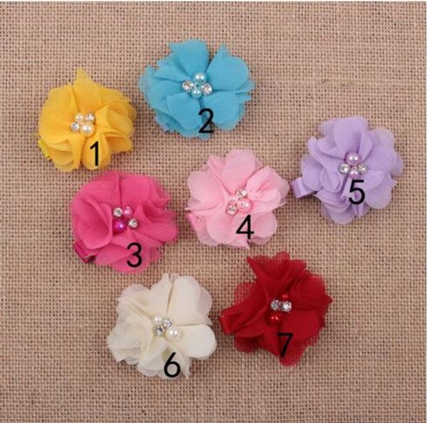 

summer new girls hair accessories baby peony fabric flower hairpins princess silk barrettes ornaments children cute hair clips yh488, Slivery;white