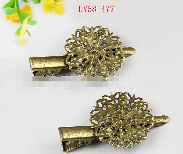 

50pcs/lot 58-477 retro headdress accessories flower hairpin one one word clip anqitue bronze flower hair cilp diy jewelry barrettes sale, Golden;silver