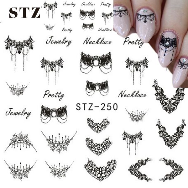 

wholesale-stz 1 sheets diy black necklace jewelry design fashion water transfer sticker nail art decals manicure styling tools stz249-251