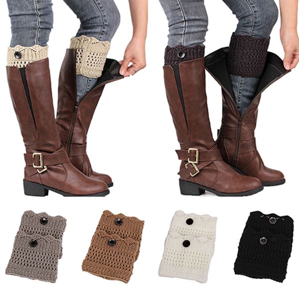 Atacado - Mulheres Senhoras Botão de Inverno Crochet Knit Boot Socks Toppers Cuffs