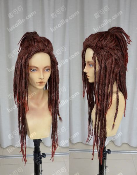

100% brand new fashion picture full lace wigs>dmmd mink /minke murder dreadlocks red-brown mixed cos dramatical wig, Black