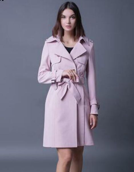 

women in the spring and autumn new boutique show thin long collar double-breasted trench coat of big yards / s-4xl, Black