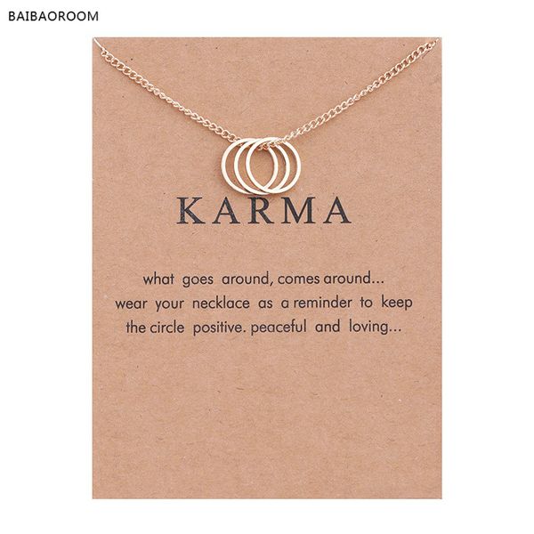 

wholesale- karma gold-color three circle necklace, Silver