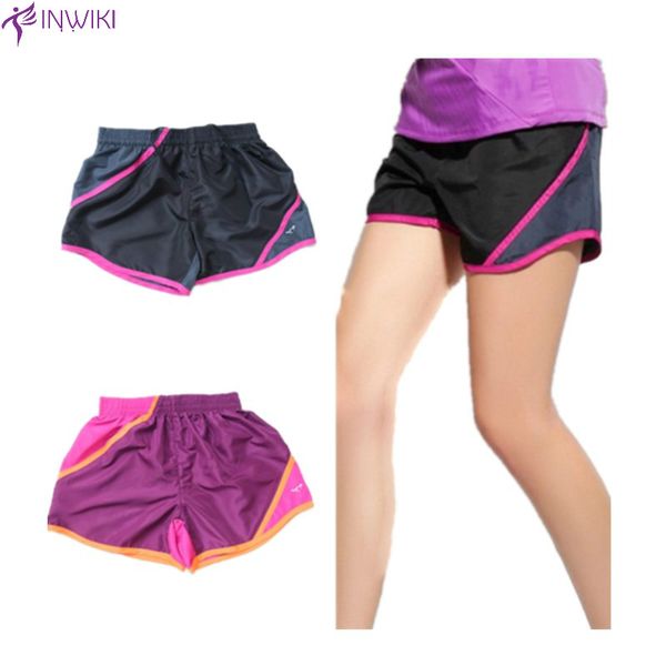 

wholesale- 2017 brand summer sports women shorts leisure elastic waist women shorts female yo-ga running short feminino fast shipping, Black;blue