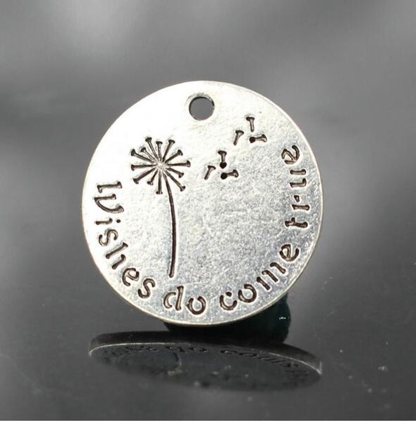 

wholesale-20mm wishes do come true dandelion alloy charms, Bronze;silver