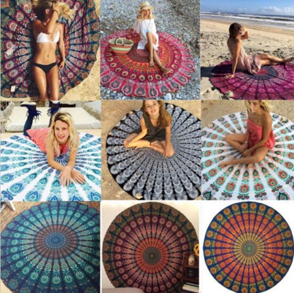 

Round Mandala Beach 64 Styles Towels Printed Tapestry Hippy Boho Tablecloth Bohemian Beach Towel Serviette Covers Beach Shawl Wrap Yoga Mat