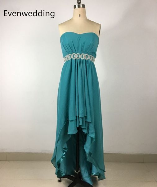 

pleated chiffon bridesmaid dress short front long back 2019 high low party dress robe vert menthe, White;pink