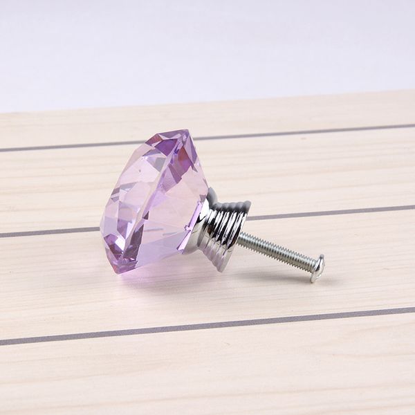 

Free DHL 40mm Glass Cabinet Knob Drawer Shiny Polished Chrome Pull Handle Purple Kitchen Door Cabinet Knob Used For Chest Bin Dresser 9E