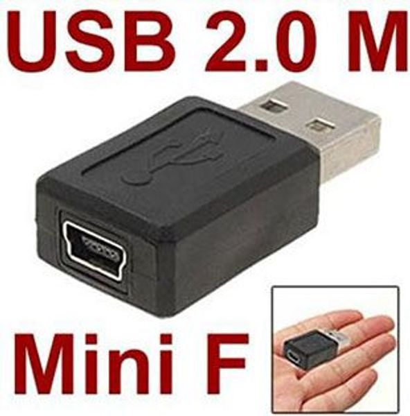 Atacado USB 2.0 Um tipo macho para Mini 5pin USB tipo B 5pin fêmea Conector Adaptador convertorc 300 pçs / lote FRETE GRÁTIS