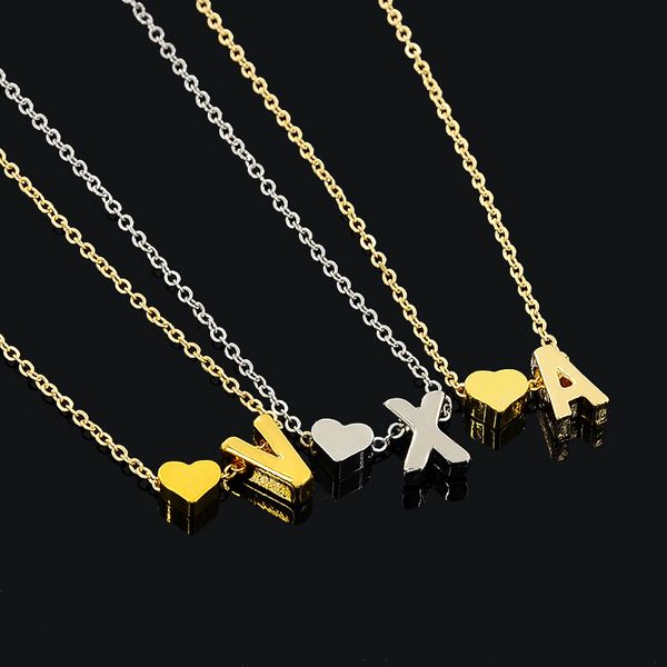 

26 Letters and Initials Pendant necklace Kolye Alphabet Stainless Steel 24-k ALFABETO Women's Fashion choker necklace Fashion Jewelry