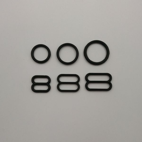 

50 sets / lot white and black plastic o-rings sliders bra buckles accessory