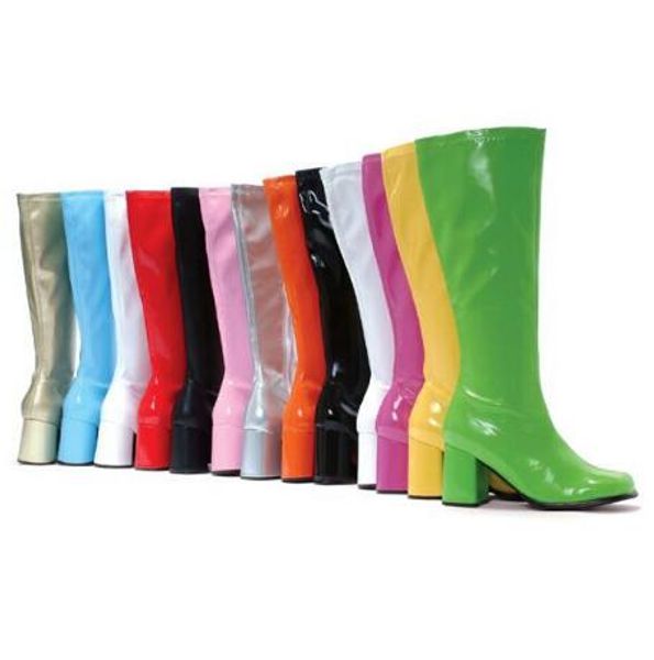 Celebridade Amor Doce Cor Vermelho Rosa Verde Azul Roxo Longo Botas de Salto Quadrado Mulher botas de motocicleta Personalizadas foto real US10