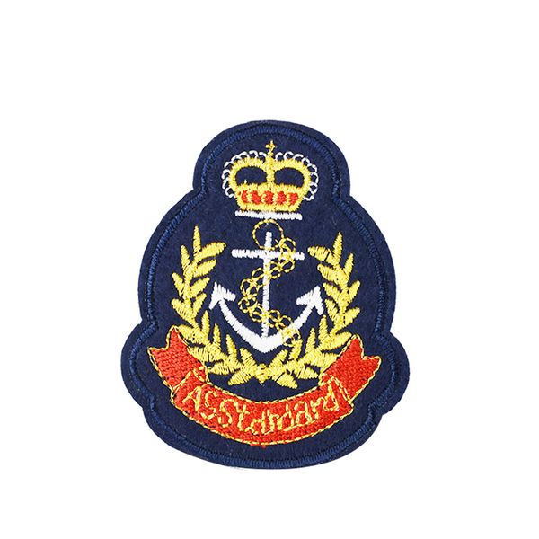 

10pcs anchor crown badge patches for clothing bags iron on transfer applique patch for jacket jeans diy sew on embroidery badge, Black