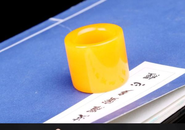 

natural yellow dragon jade, hand-carved trigger finger. the ring. charm ring. the choice of a successful man., Silver
