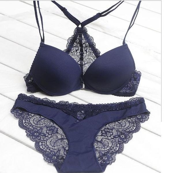 

women p front closure adjustable strap back support bra sets underwear brief sets magic lift front close push up plunge bra, Red;black