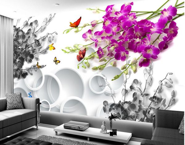 

fashion customized orchid open butterfly fashion background wall mural 3d wallpaper 3d wall papers for tv backdrop