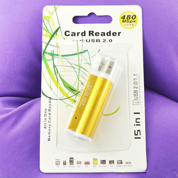 

usb 2.0 all in one memory multi card reader for micro sd hc tf ms pro duo reader tf card micro sd card reader with retail package