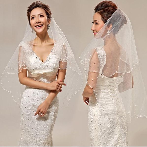 Cheap White Ivory Tulle Simple Bridal Veils Cover Face Or Two