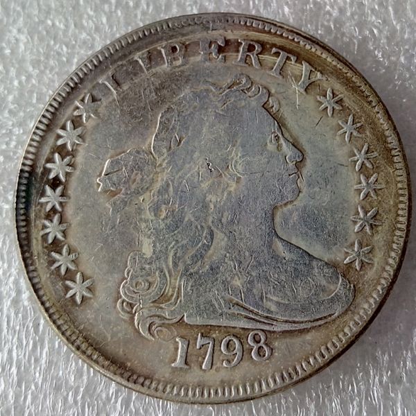 

США Монеты 1798 Драпированные Бюст Латунь Посеребренные Доллар Копия Монеты