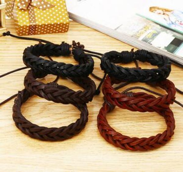 

handmade men's genuine leather braided bracelets jewelry for women great price mix order factory price wholesale ing, Golden;silver