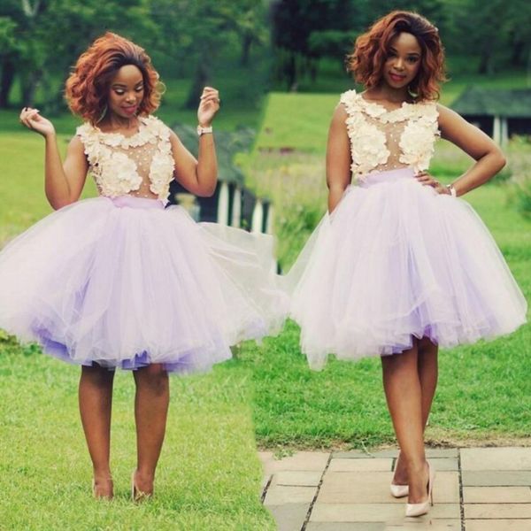 

lavender short prom dresses ivory appliques see through evening gowns knee length tutu skirt homecoming dresses cocktail party formal wear, Black