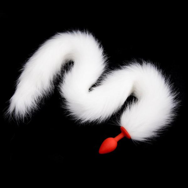 Fetish giocattoli adulti del sesso 78 cm lunga coda bianca plug anale, sexy finta coda di volpe plug in silicone dildo prodotti del sesso per uomini donna gay q0511