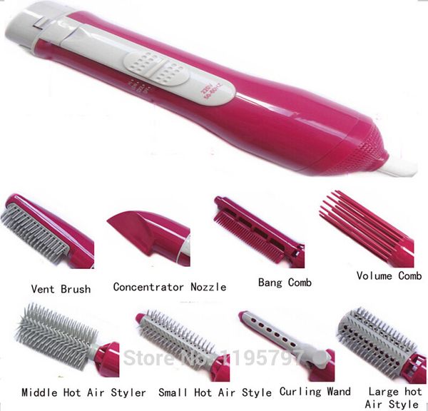 

wholesale- professional blow hair dryer with a rotating brush/comb for l home use powerful hairdryer with 8 attachments