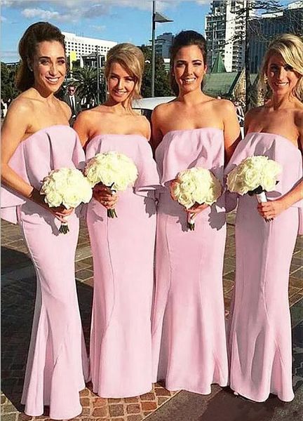 

дешевые длинные платья невесты румяна розовый с плеча платья для подружек невесты элегантное русалка свадебное платье для гостей 2017, White;pink
