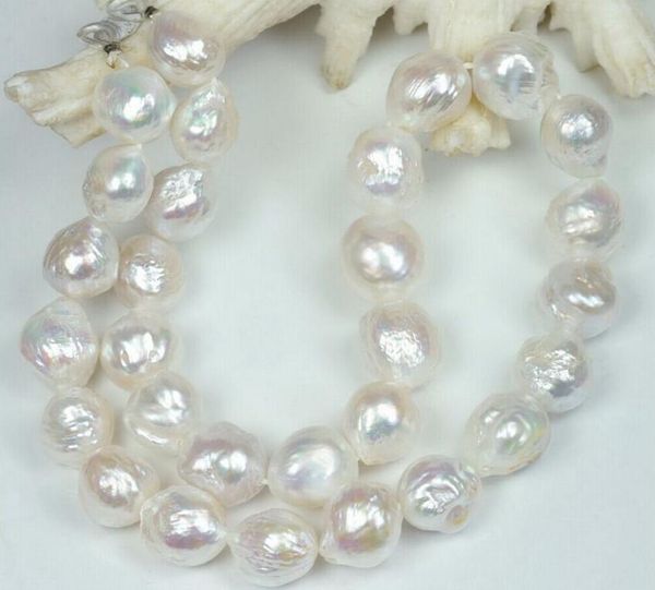 

huge natural 11-12mm australian south seas white pearl necklace 18", Black