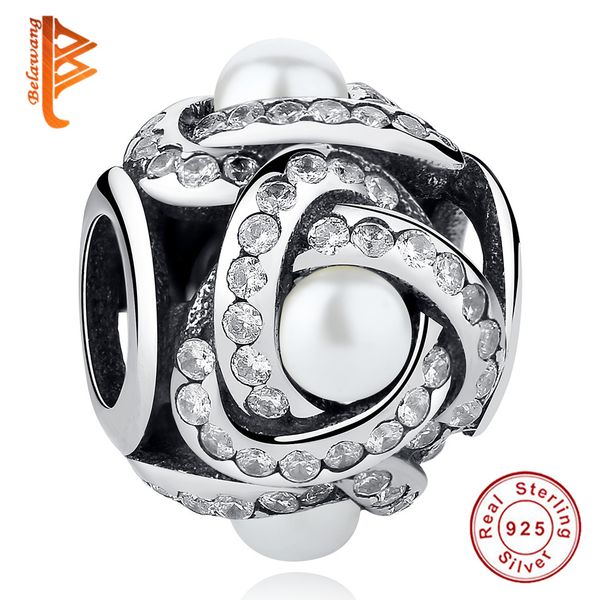 

BELAWANG New Item Luminous Love Knot Бусы Стерлингового Серебра 925 пробыКристаллические Подвески
