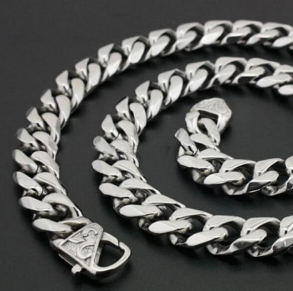 

High Quality Jewelry 316L Stainless Steel men's 13mm / 15mm Curb Chain Link Necklace Vintage Clasp for Men's Gifts 20 inch - 32 inch