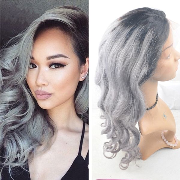 Glueless Full Lace Ombre Wigs Human Hair Wavy Brazilian Lace Front
