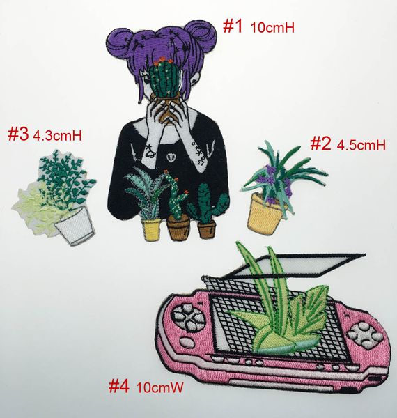 TOP VENDA NOVO 4 PCS POR SET POTTED PLANTA COM MENINA BONITO BORDADO FERRO SEW NO SACO JEAN OU CAP E SAPATO