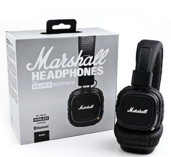 New black Marshall Major2 Bluetooth Headphones Generation Headset Remote Mic