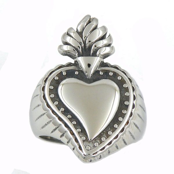 

fanssteel stainless steel punk vintage mens or womens vintage punk retro jewelry irish spade heart love friendship ring 14w19, Silver