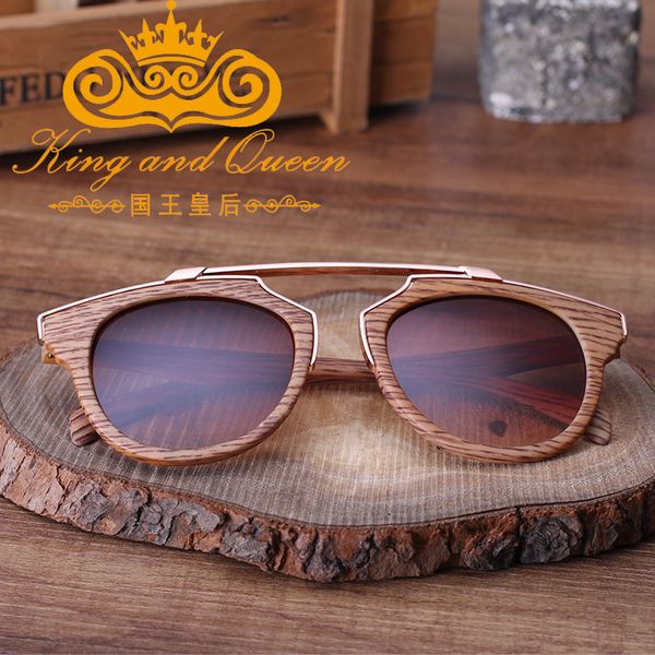 

wholesale-2016 latest vintage cat eye sunglasses for women brand designer imitation wood sun glasses men driving eyewear with pouch, White;black
