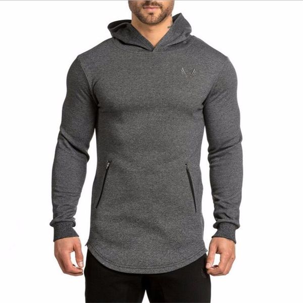 

wholesale- muscle coat hoodies clothing arrival 2016 hooded pullovers men's sweatershirt fitness casual long sweatshirt hooded men new, Black