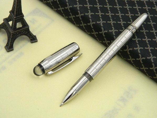 

luxury silver checker rollerball pen m crytal metal roller ball pens + 3 pen refills, Blue;orange