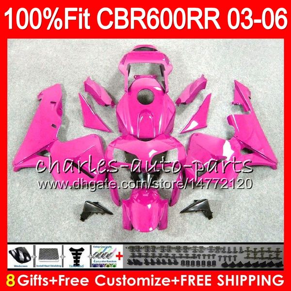 

8Gifts 23Colors Injection For HONDA CBR 600RR F5 CBR 600 RR 05 06 43NO117 Rose Pink CBR600RR 03 04 CBR600F5 CBR600 RR 2003 2004 Fairing kit