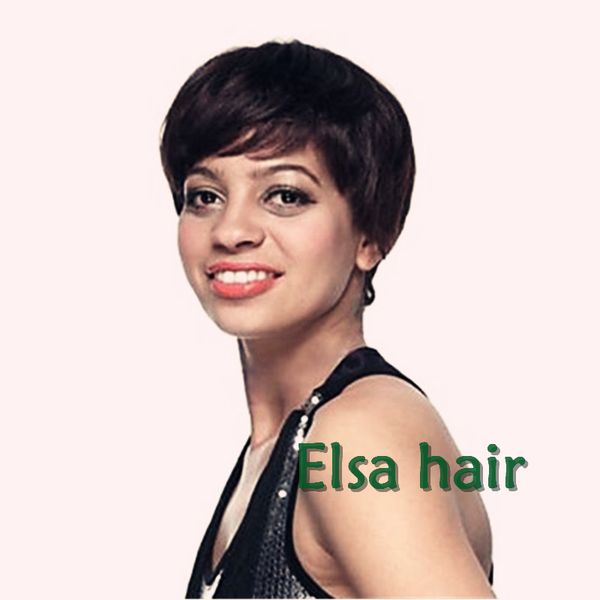 Cheap 6a Malaysian Wigs Human Hair Straight Pixie Cut Short Human